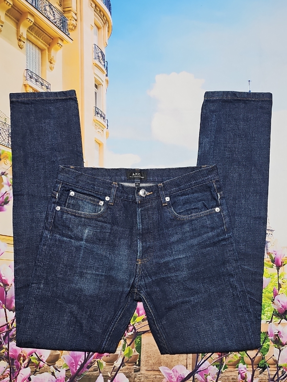 A.P.C. Blue Denim 4 Button Slim Jeans Size 27